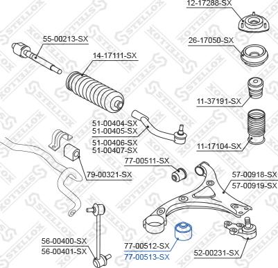 Stellox 77-00513-SX - Сайлентблок, важеля підвіски колеса avtolavka.club