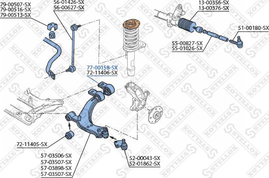 Stellox 77-00158-SX - Сайлентблок, важеля підвіски колеса avtolavka.club