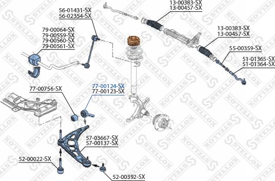 Stellox 77-00124-SX - Сайлентблок, важеля підвіски колеса avtolavka.club