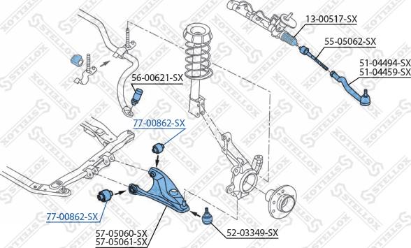 Stellox 77-00862-SX - Сайлентблок, важеля підвіски колеса avtolavka.club