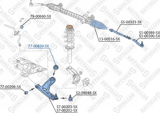 Stellox 77-00839-SX - Сайлентблок, важеля підвіски колеса avtolavka.club