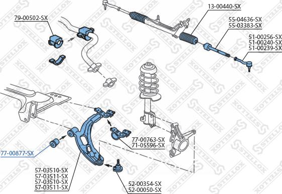 Stellox 77-00877-SX - Сайлентблок, важеля підвіски колеса avtolavka.club