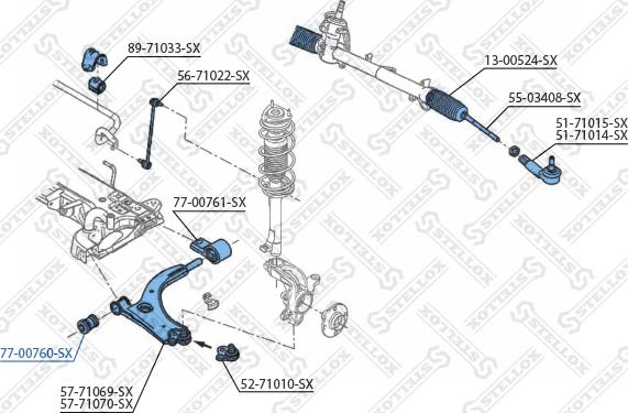 Stellox 77-00760-SX - Сайлентблок, важеля підвіски колеса avtolavka.club