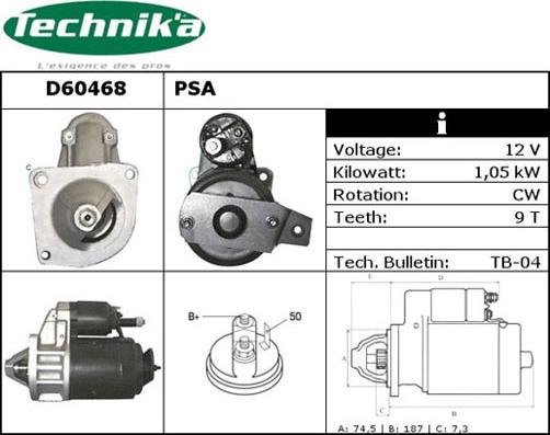 Technika D60468 - Стартер avtolavka.club