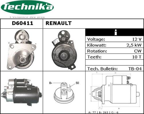 Technika D60411 - Стартер avtolavka.club