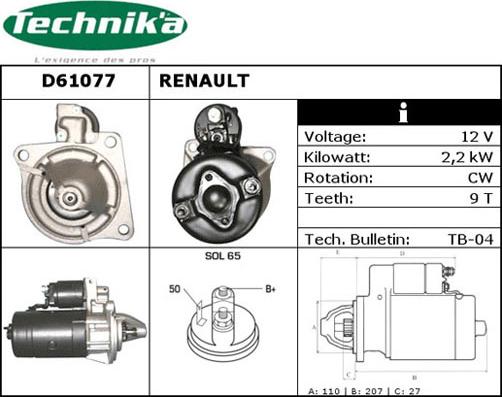 Technika D61077 - Стартер avtolavka.club