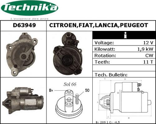 Technika D63949 - Стартер avtolavka.club