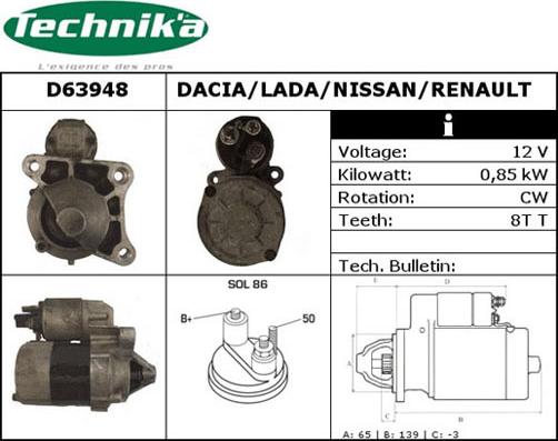 Technika D63948 - Стартер avtolavka.club