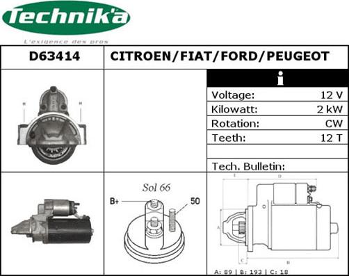 Technika D63414 - Стартер avtolavka.club