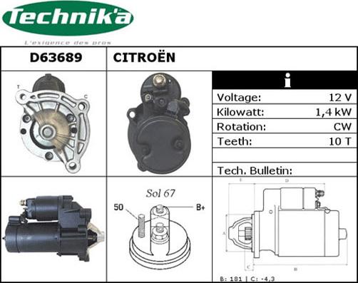 Technika D63689 - Стартер avtolavka.club