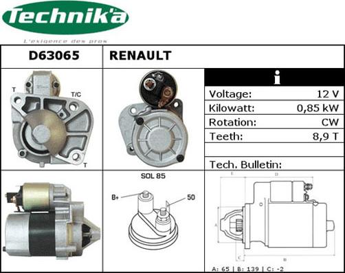 Technika D63065 - Стартер avtolavka.club