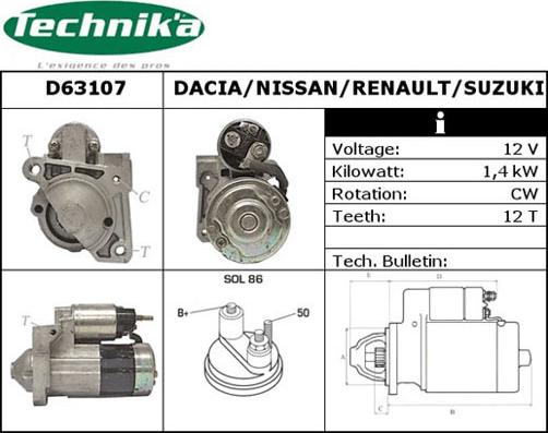 Technika D63107 - Стартер avtolavka.club