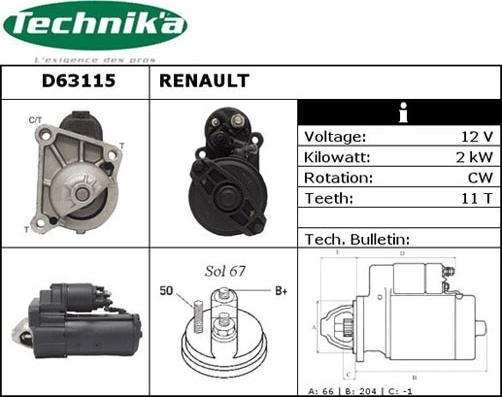 Technika D63115 - Стартер avtolavka.club