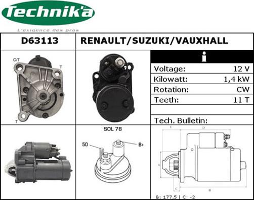 Technika D63113 - Стартер avtolavka.club