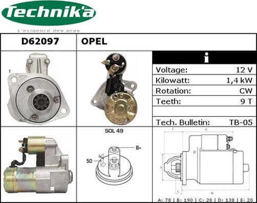 Technika D62097 - Стартер avtolavka.club