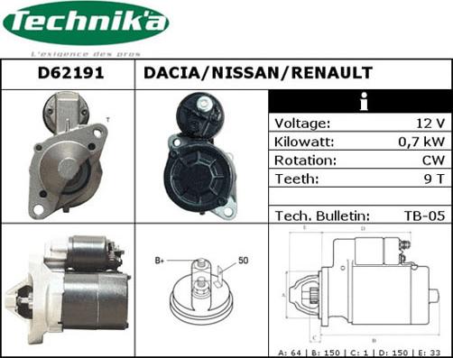 Technika D62191 - Стартер avtolavka.club