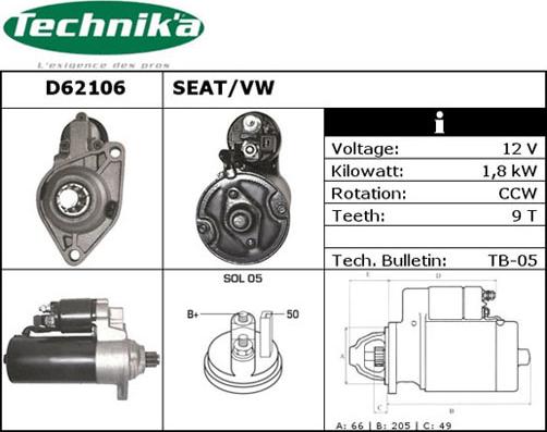 Technika D62106 - Стартер avtolavka.club