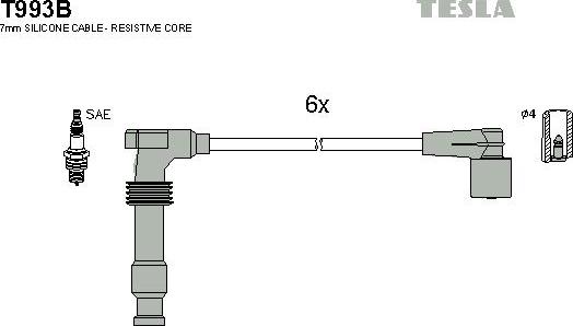 TESLA T993B - Комплект проводів запалювання avtolavka.club