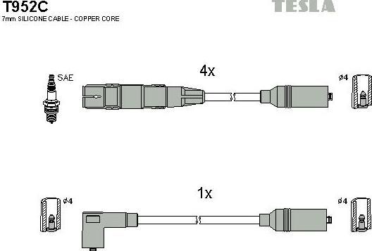 TESLA T952C - Комплект проводів запалювання avtolavka.club