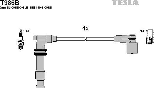 TESLA T986B - Комплект проводів запалювання avtolavka.club