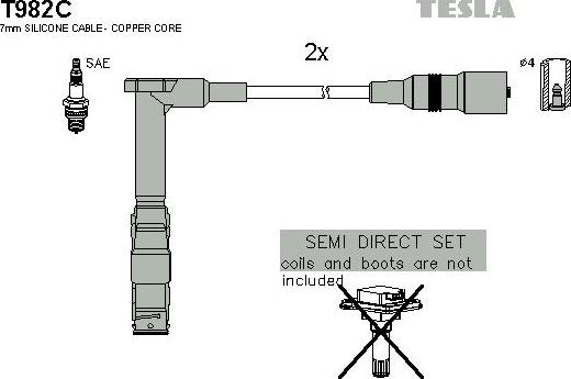 TESLA T982C - Комплект проводів запалювання avtolavka.club