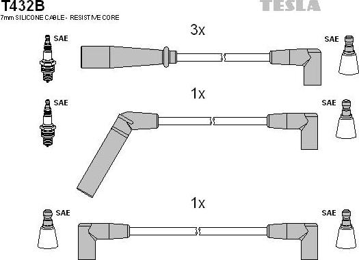 TESLA T432B - Комплект проводів запалювання avtolavka.club