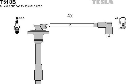 TESLA T518B - Комплект проводів запалювання avtolavka.club