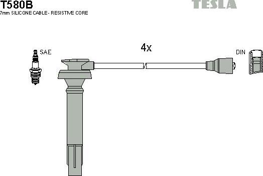 TESLA T580B - Комплект проводів запалювання avtolavka.club