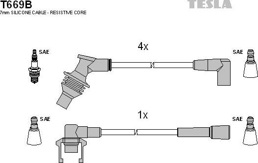 TESLA T669B - Комплект проводів запалювання avtolavka.club