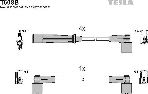 TESLA T608B - Комплект проводів запалювання avtolavka.club