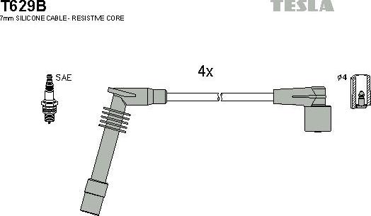TESLA T629B - Комплект проводів запалювання avtolavka.club