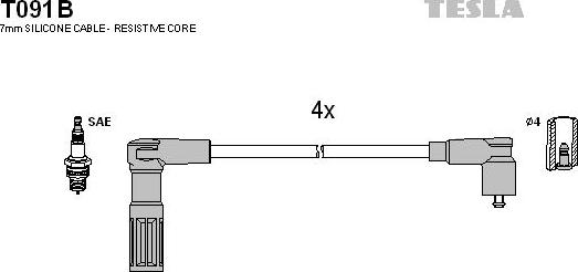 TESLA T091B - Комплект проводів запалювання avtolavka.club