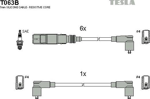 TESLA T063B - Комплект проводів запалювання avtolavka.club