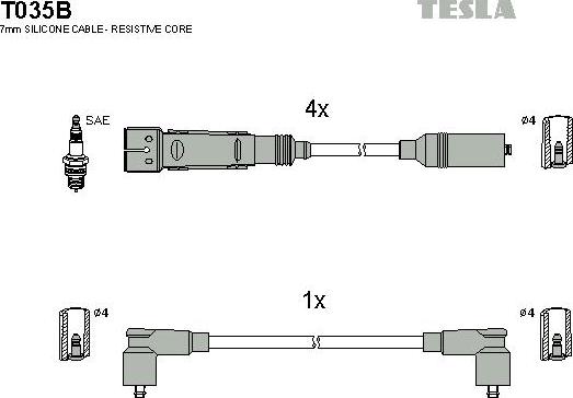 TESLA T035B - Комплект проводів запалювання avtolavka.club