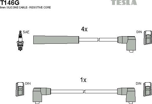 TESLA T146G - Комплект проводів запалювання avtolavka.club