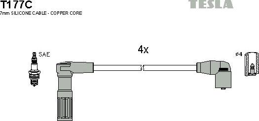 TESLA T177C - Комплект проводів запалювання avtolavka.club