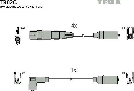 TESLA T802C - Комплект проводів запалювання avtolavka.club