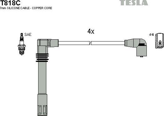 TESLA T818C - Комплект проводів запалювання avtolavka.club