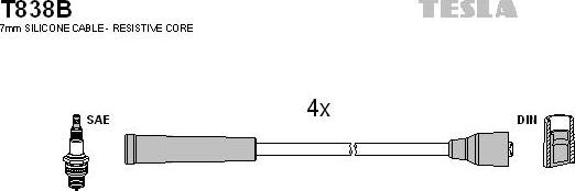 TESLA T838B - Комплект проводів запалювання avtolavka.club