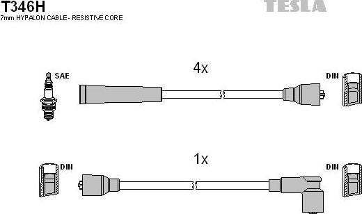 TESLA T346H - Комплект проводів запалювання avtolavka.club
