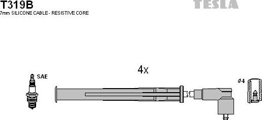TESLA T319B - Комплект проводів запалювання avtolavka.club