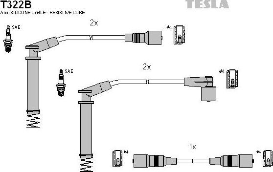 TESLA T322B - Комплект проводів запалювання avtolavka.club