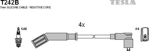 TESLA T242B - Комплект проводів запалювання avtolavka.club