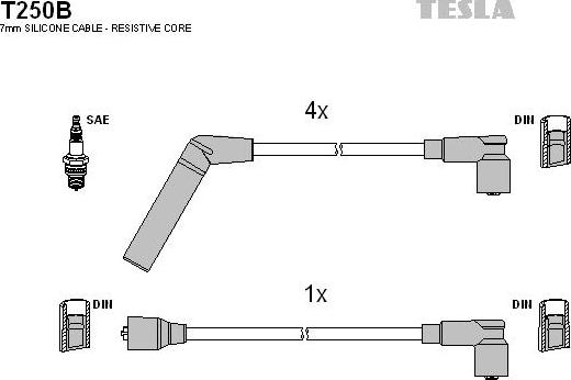 TESLA T250B - Комплект проводів запалювання avtolavka.club