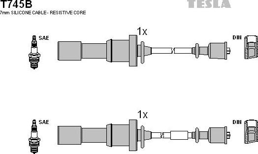 TESLA T745B - Комплект проводів запалювання avtolavka.club