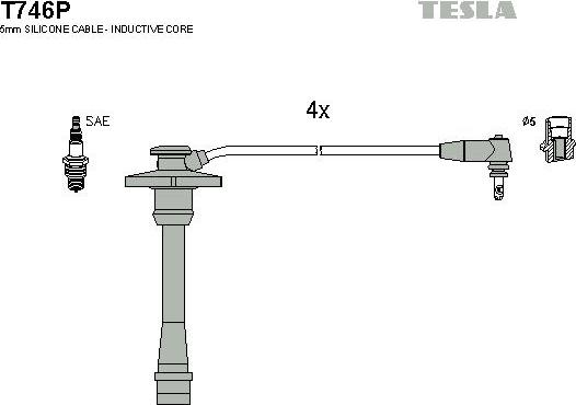 TESLA T746P - Комплект проводів запалювання avtolavka.club