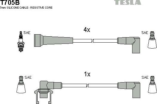 TESLA T705B - Комплект проводів запалювання avtolavka.club