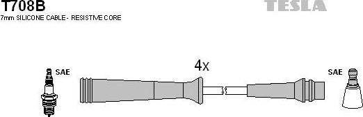 TESLA T708B - Комплект проводів запалювання avtolavka.club