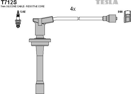 TESLA T712S - Комплект проводів запалювання avtolavka.club