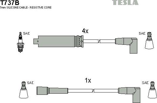 TESLA T737B - Комплект проводів запалювання avtolavka.club